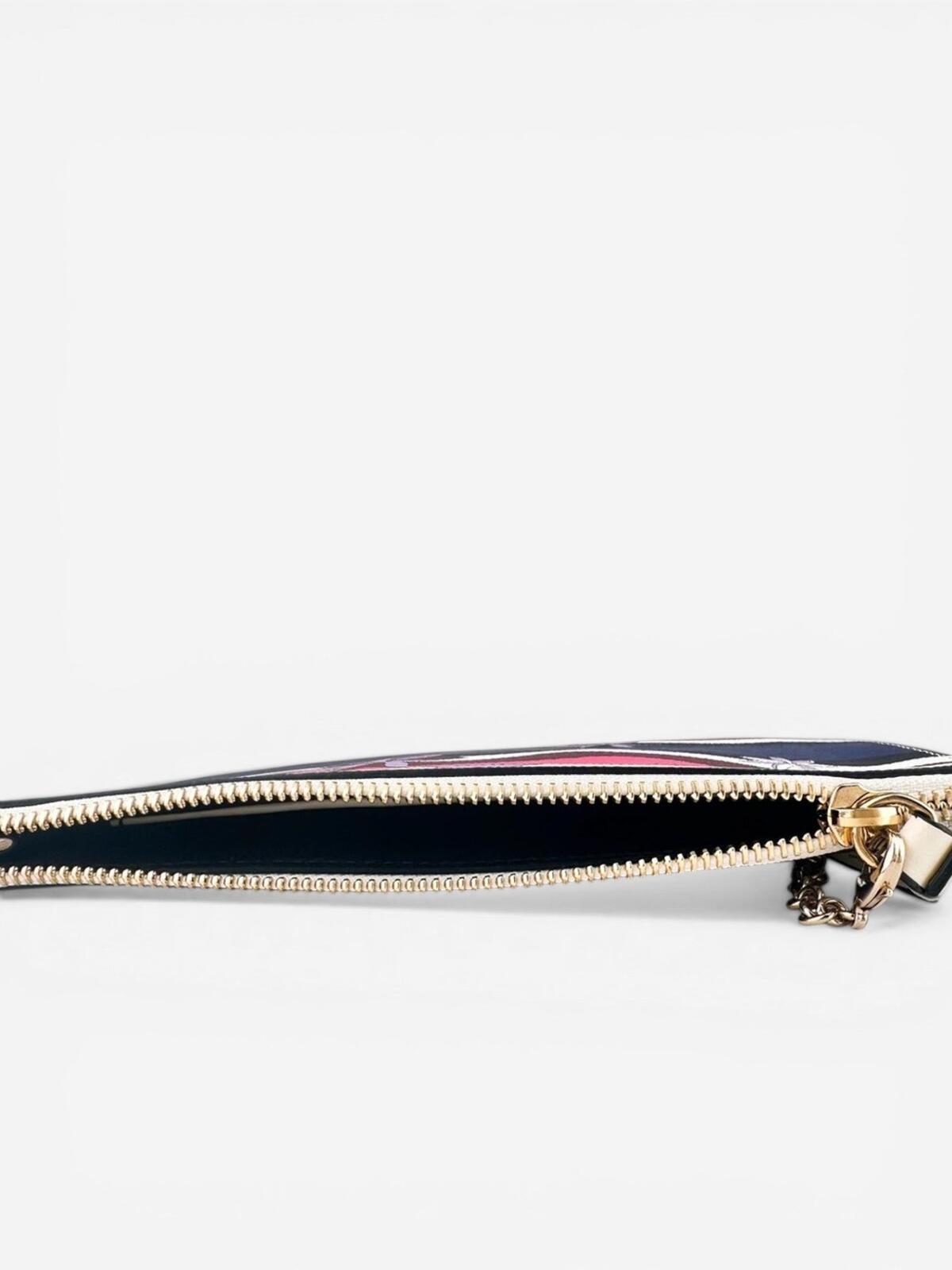 Pucci Geometric Print Leather Wristlet Clutch Pink Purple | Card Holder New