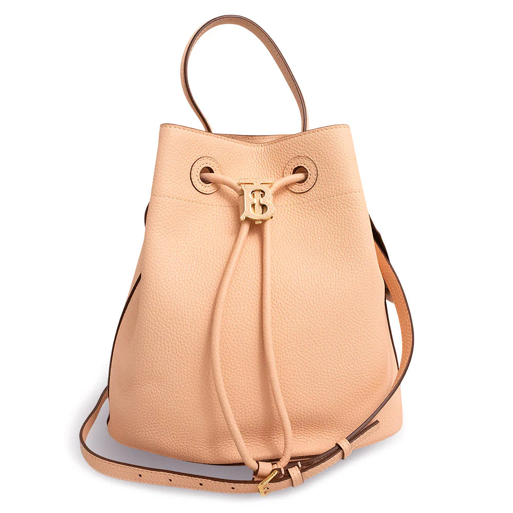 Burberry Secchello TB Drawstring Leather Bucket Bag