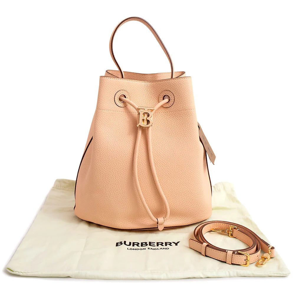 Burberry Secchello TB Drawstring Leather Bucket Bag