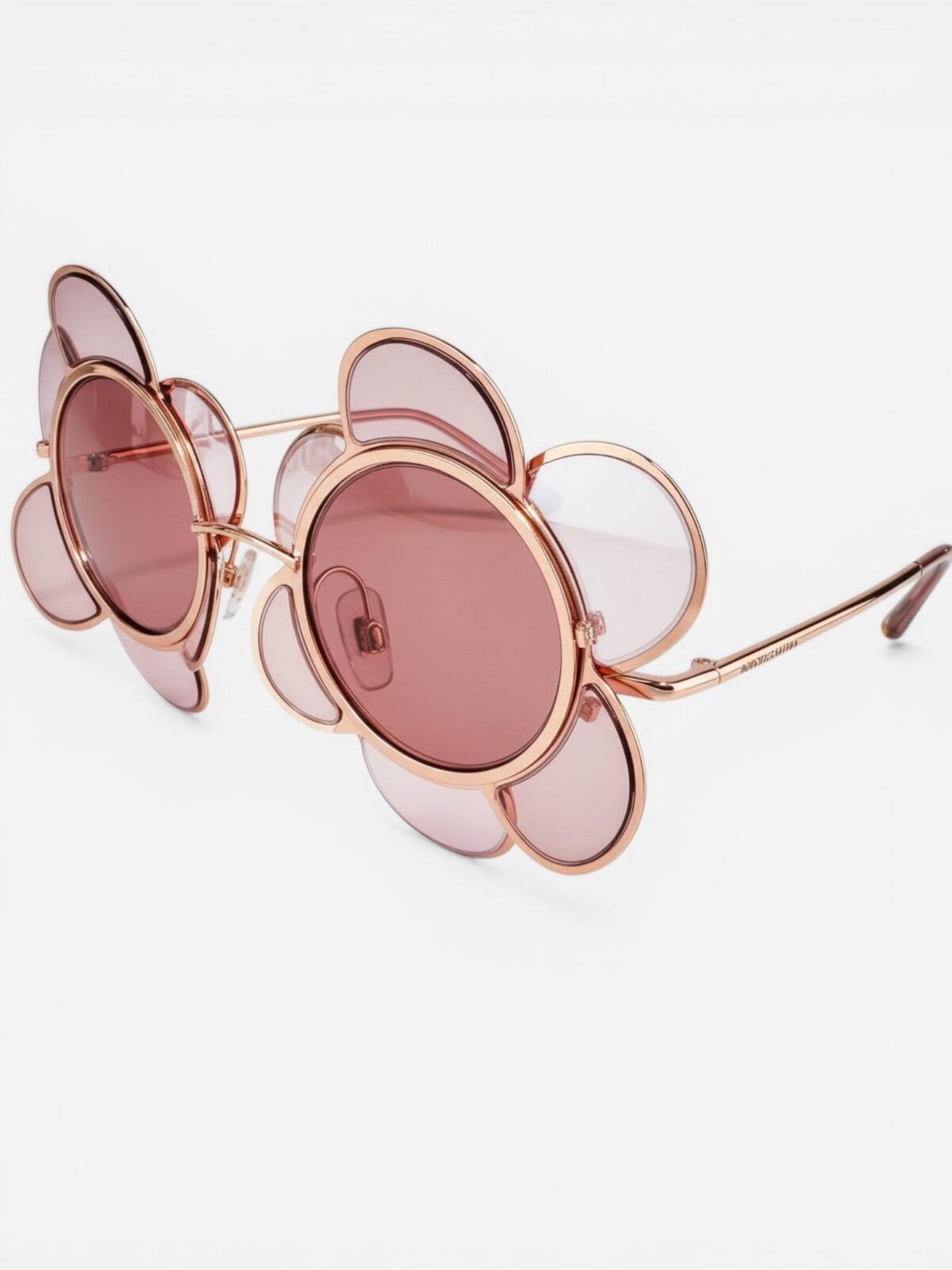 Dolce & Gabbana Flower Sunglasses Pink Rose Gold Sculptural Frame | NWT