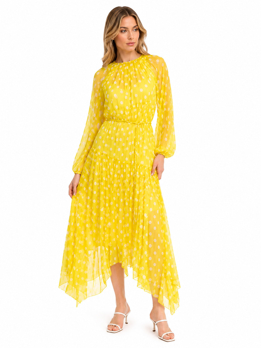 Zimmermann Brightside Swing Maxi Dress Sunflower Pearl Dot Silk AU 0 US 0 | NWT