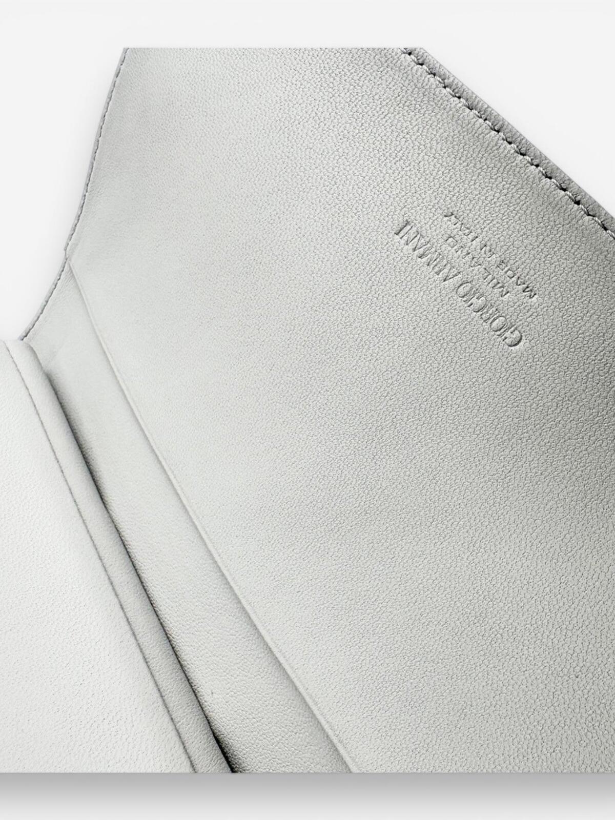 Giorgio Armani Gray Leather Convertible Wallet Crossbody Clutch Strap | New