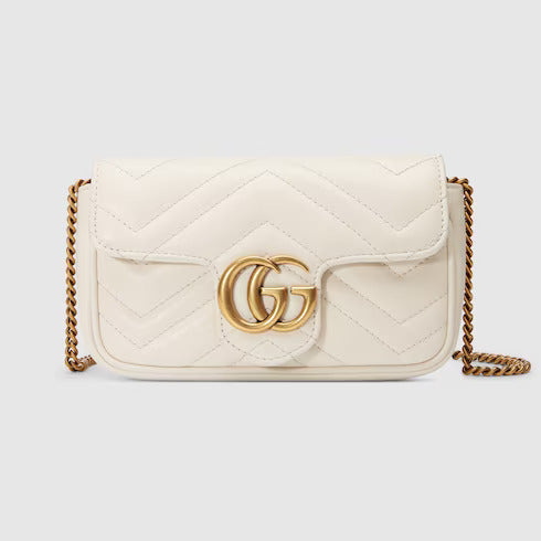 Gucci White Leather GG Marmont Matelassé Mini Bag - Vestir