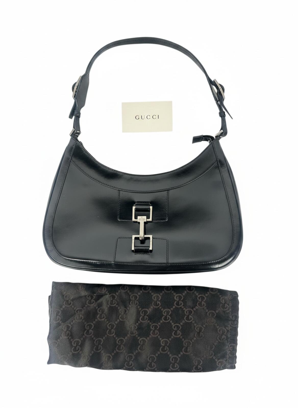 Gucci Tom Ford Era 1998 Black Patent Leather Hobo Shoulder Bag | Pre-Loved