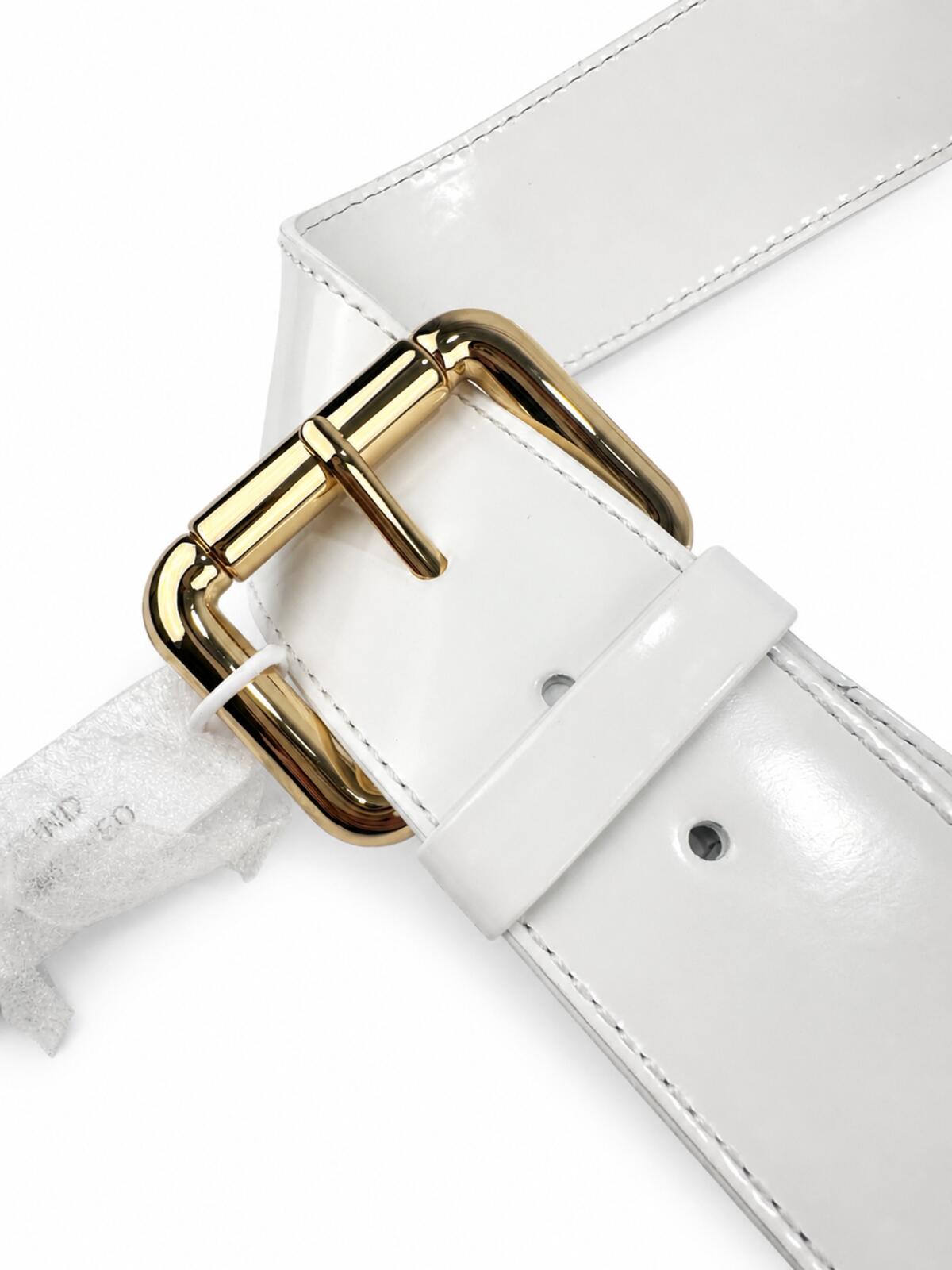 BY FAR Donna White Glossy Leather Shoulder Bag Gold Hardware M | NWT