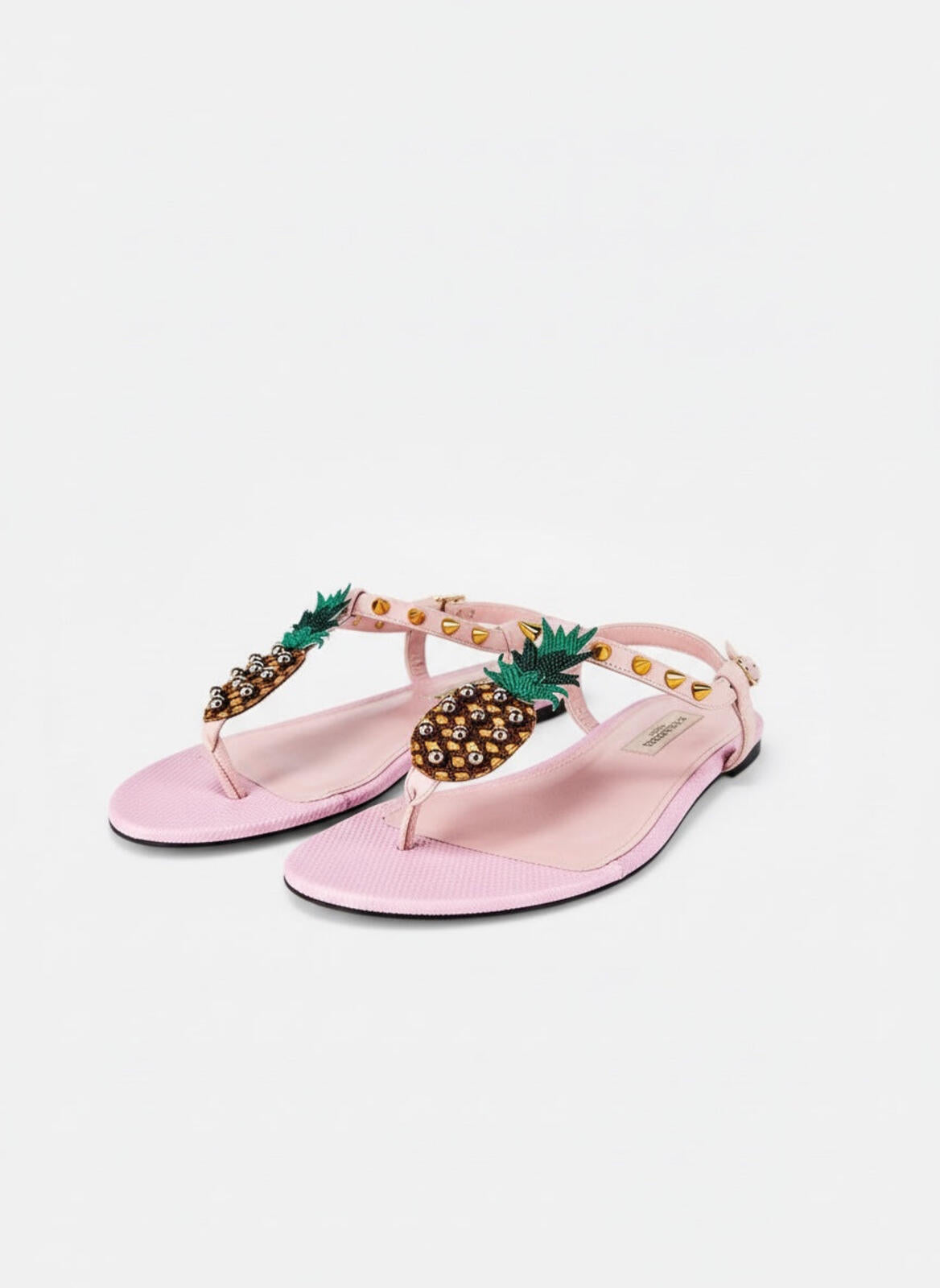 Dolce & Gabbana Pineapple Collection Pink Leather Sandal EU 40 US 9 NWT