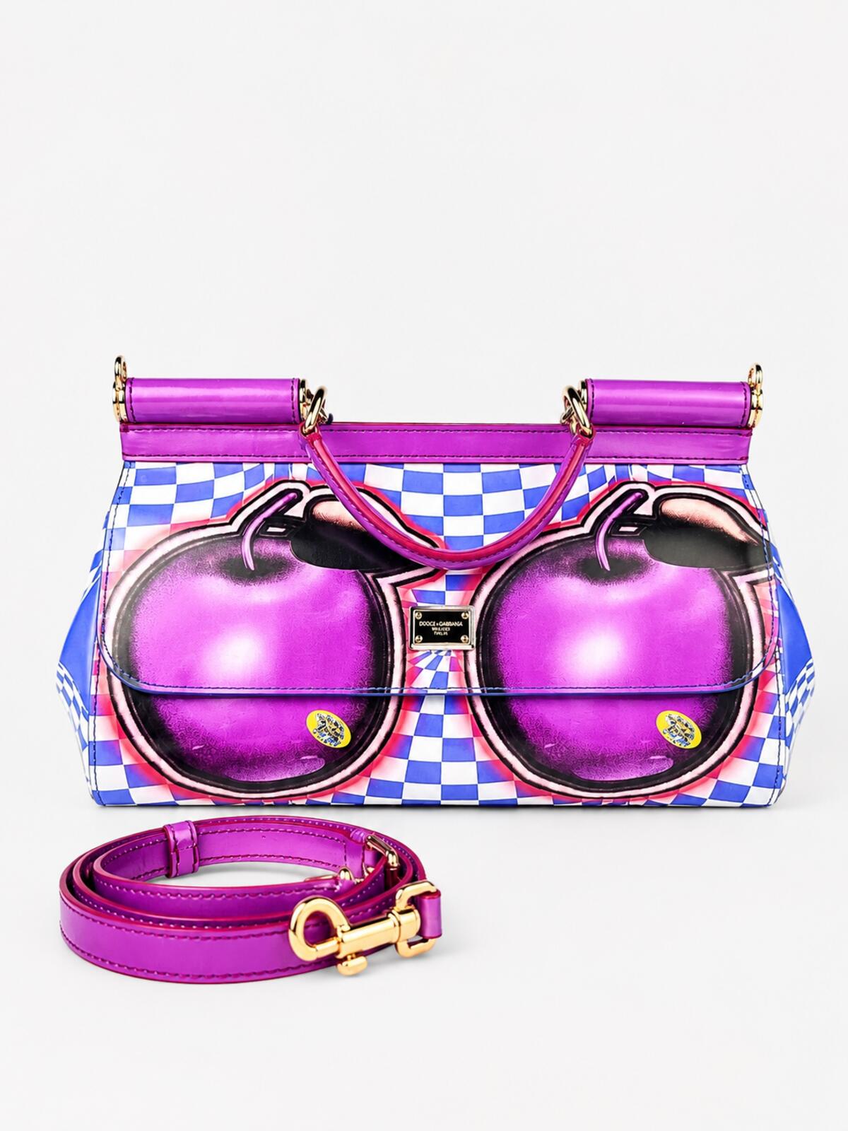 Dolce & Gabbana Sicily Cherry Pop Art Leather Bag Gold Hardware | NWT Rare