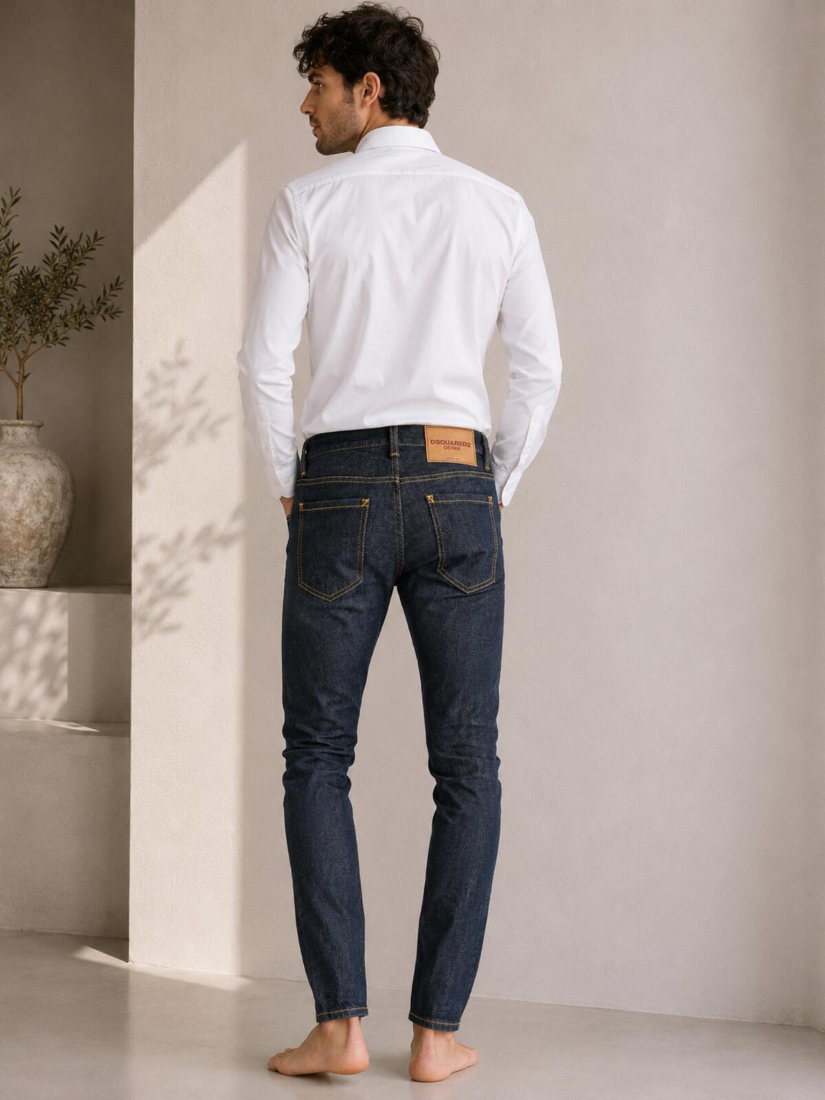 Dsquared2 Skinny Jean Dark Indigo Ankle Zip Short Crotch IT 40 US 4 | NWT