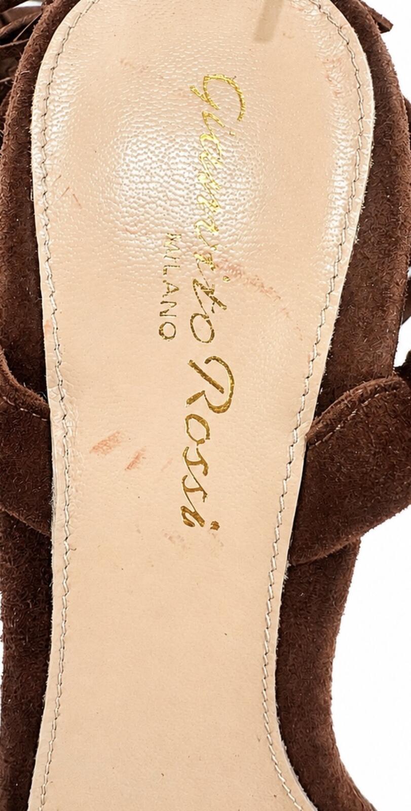 Gianvito Rossi Geri Fringe Suede Sandals Chocolate Brown EU 36 US 6 | NIB