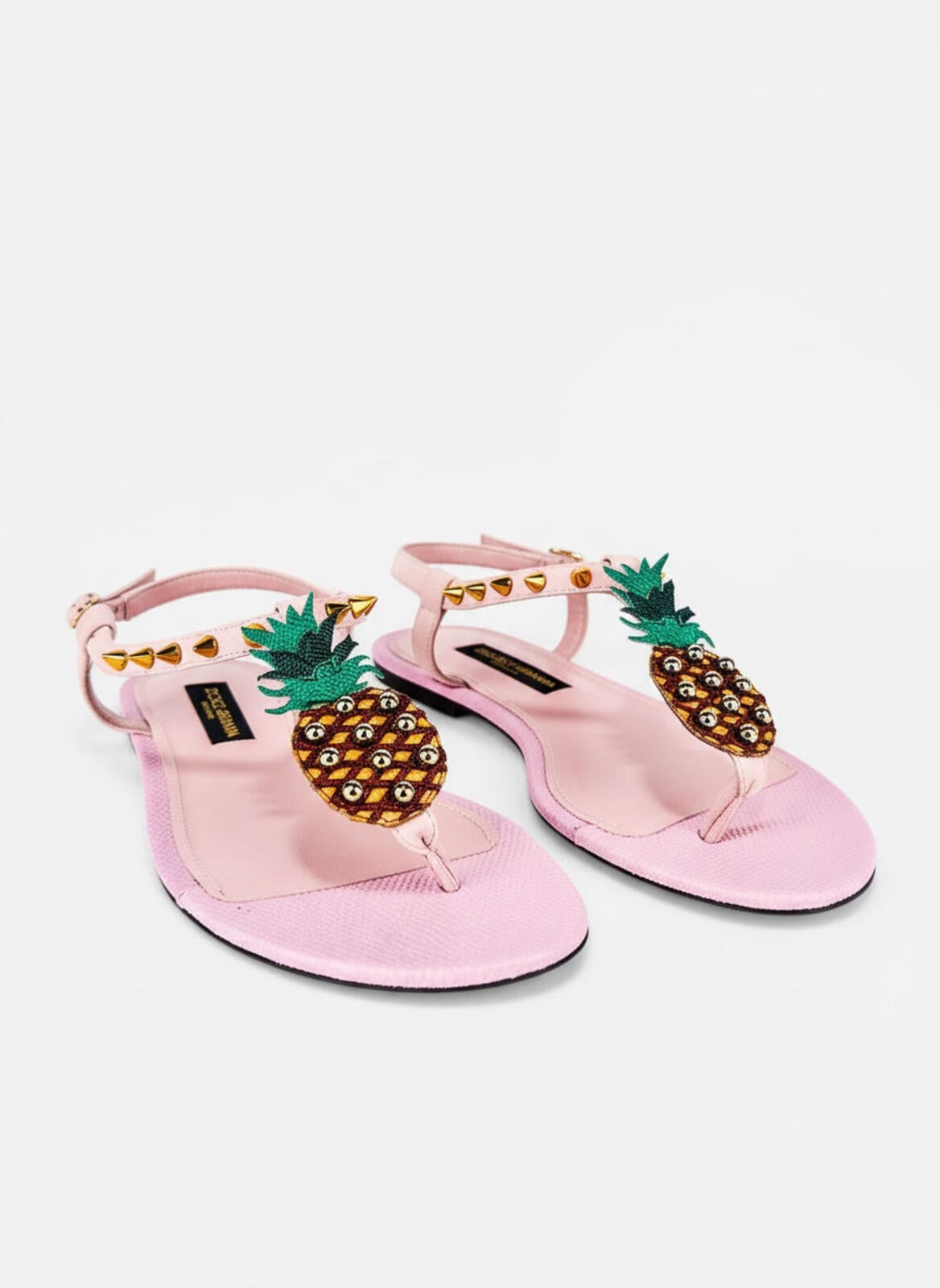 Dolce & Gabbana Pineapple Collection Pink Leather Sandal EU 40 US 9 NWT