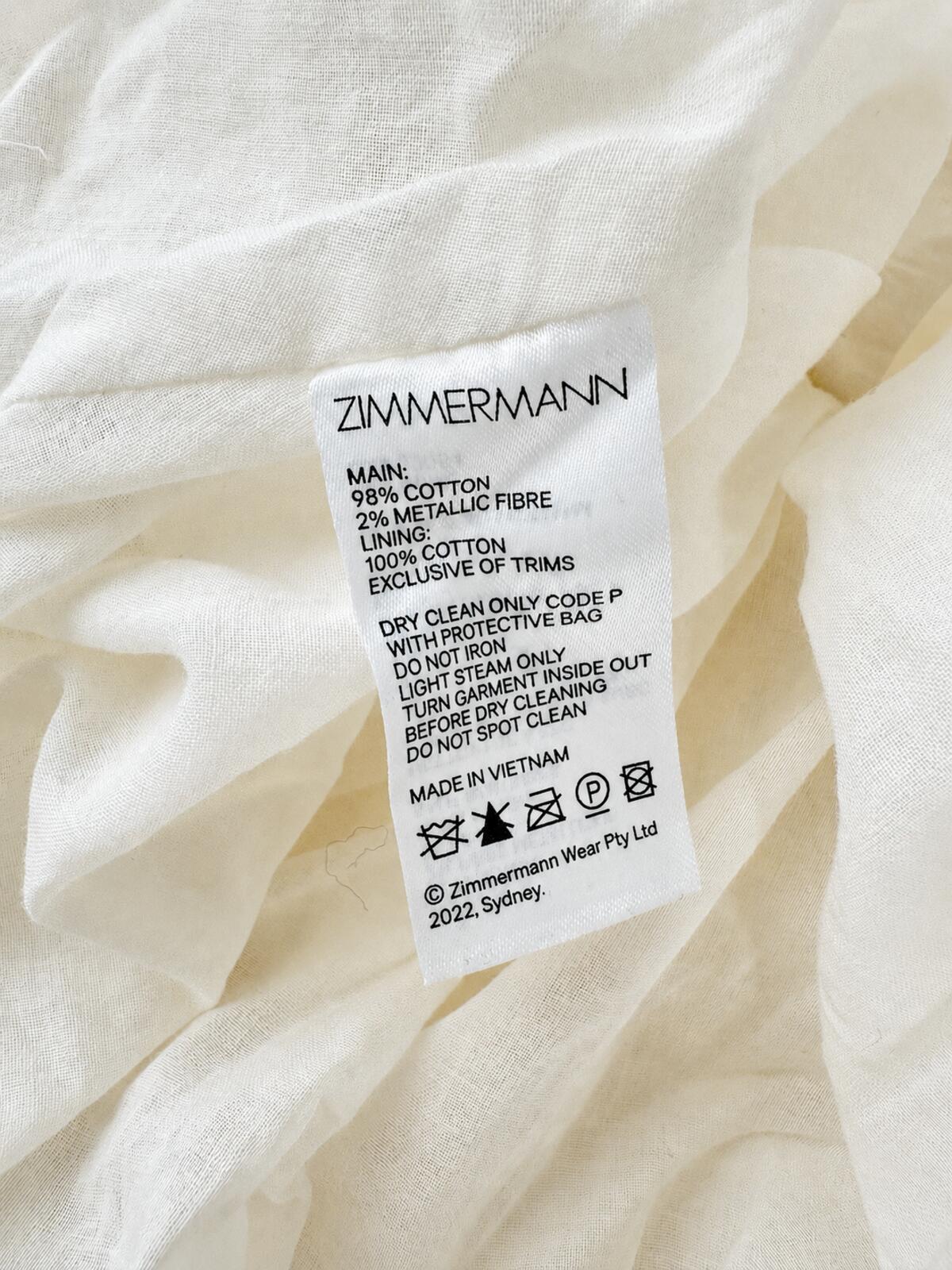 Zimmermann Anneke Cut Out Ruffle Maxi Dress Ivory Metallic Size 3 US 10 | NWT