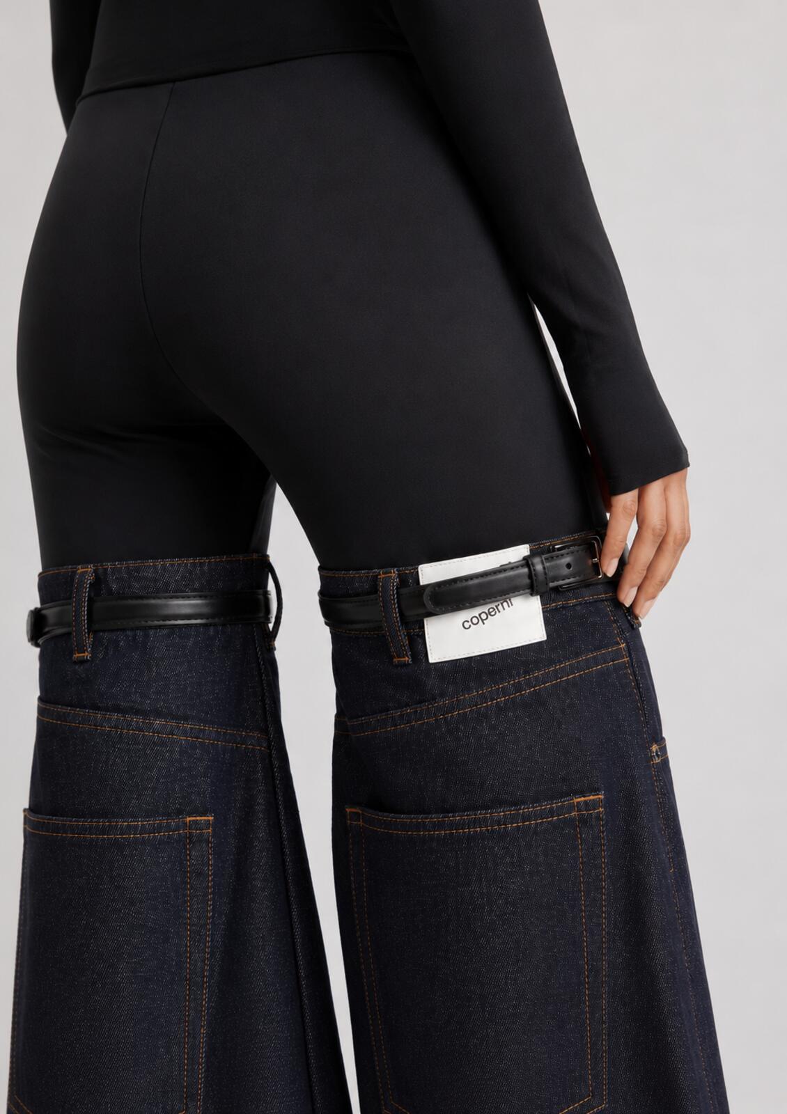 Coperni Hybrid Denim Flare Trousers Dark Indigo IT 42 US 6 | NWT