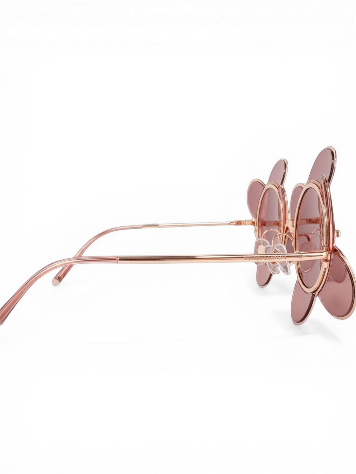 Dolce & Gabbana Flower Sunglasses Pink Rose Gold Sculptural Frame | NWT