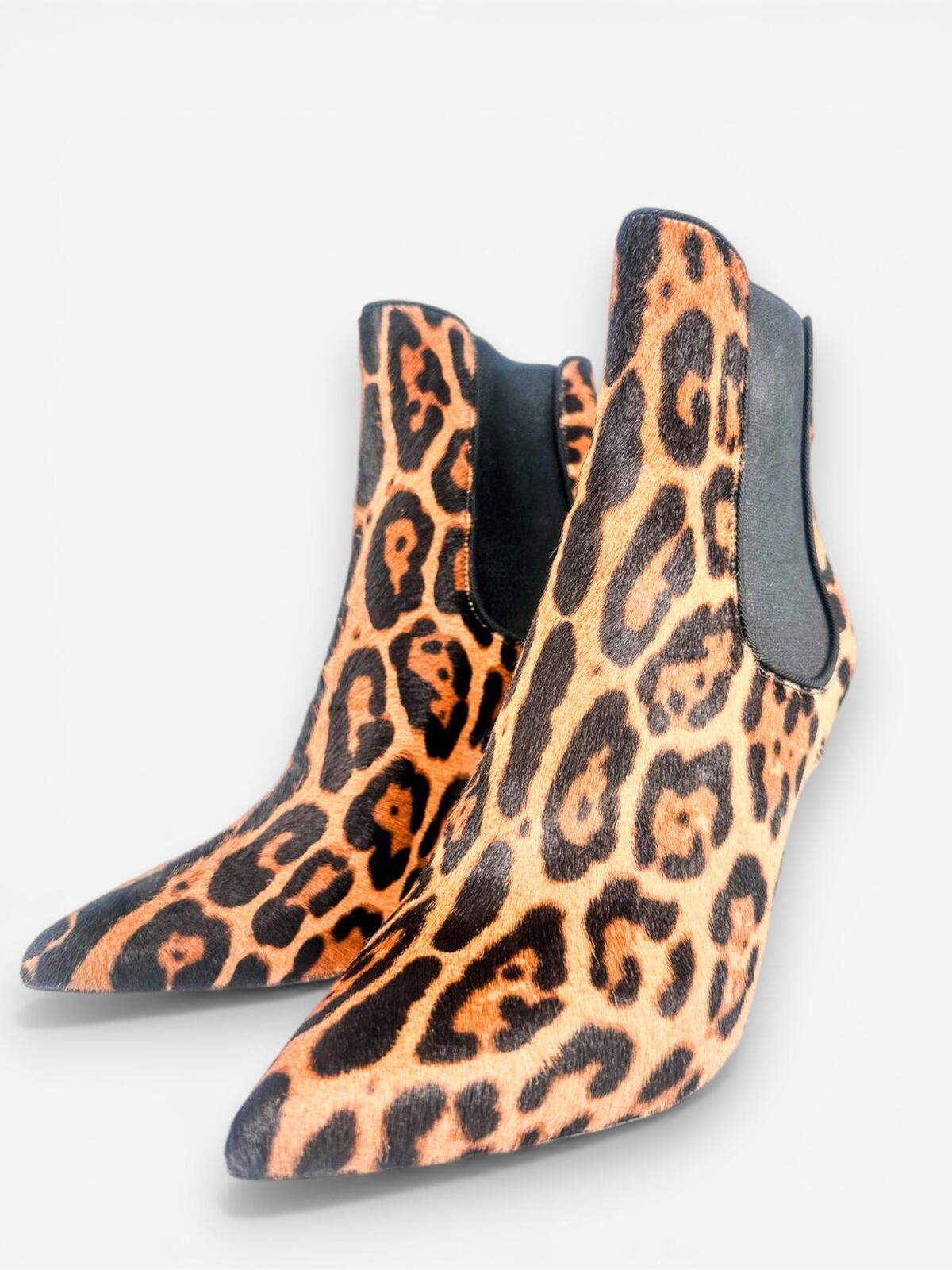 Dolce & Gabbana Leopard Calf Hair Stiletto Ankle Boot EU 39.5 US 9 | NIB