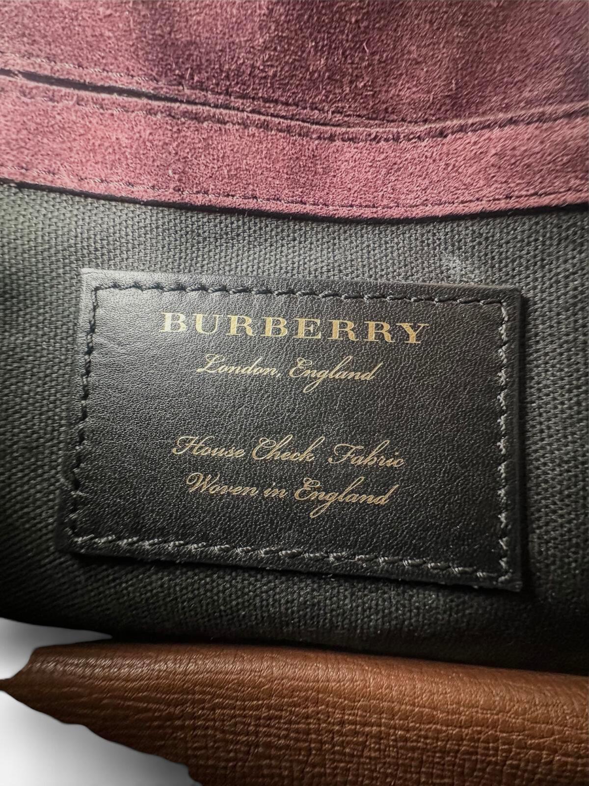 Burberry Macken House Check Canvas Tan Leather Crossbody | Very Good
