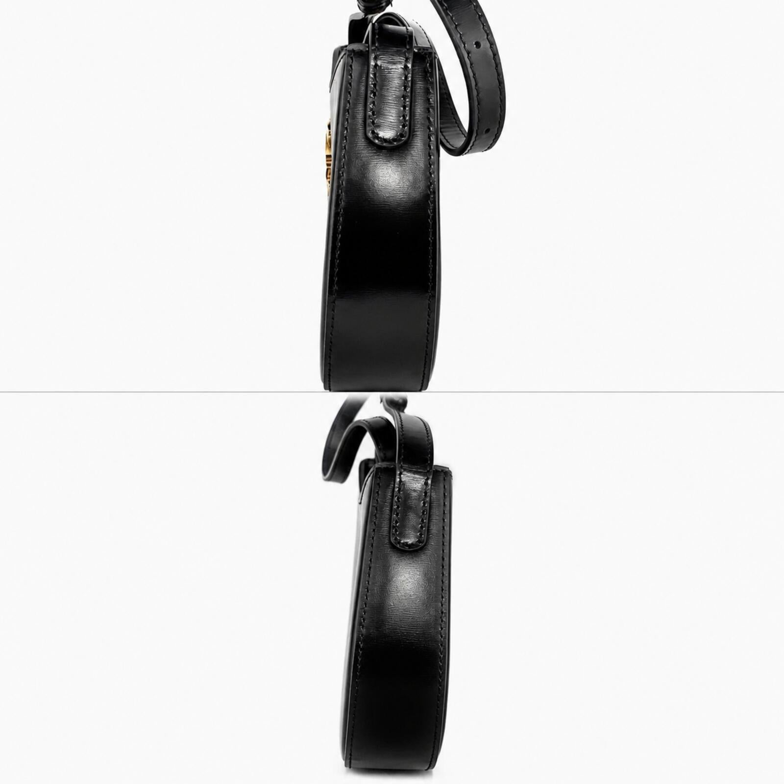 Celine Medium Tilly Shoulder Bag Black Shiny Calfskin Triomphe | New