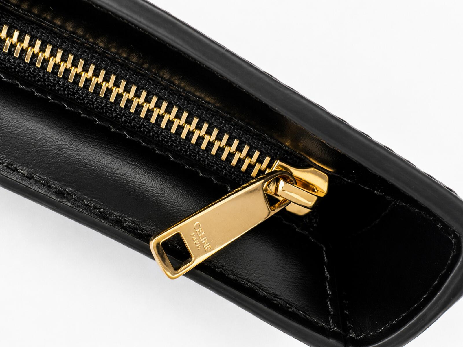 Celine Medium Tilly Shoulder Bag Black Shiny Calfskin Triomphe | New