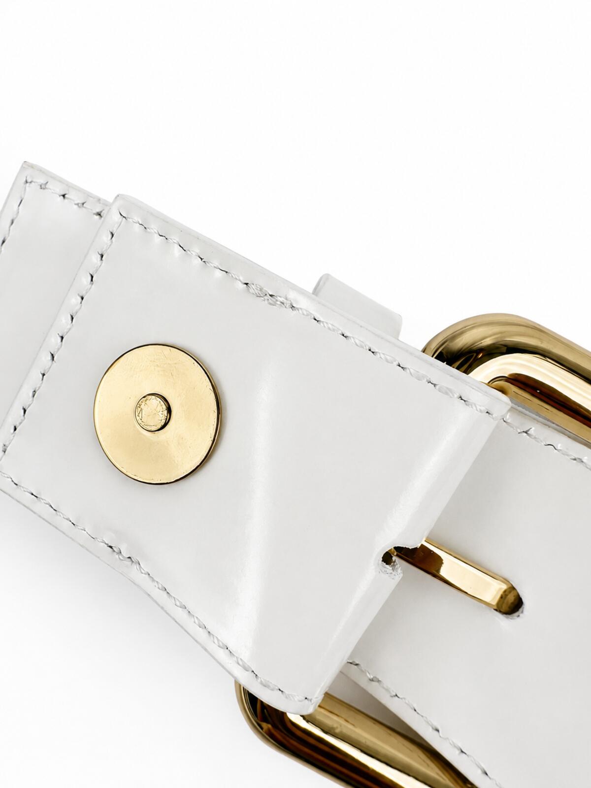BY FAR Donna White Glossy Leather Shoulder Bag Gold Hardware M | NWT