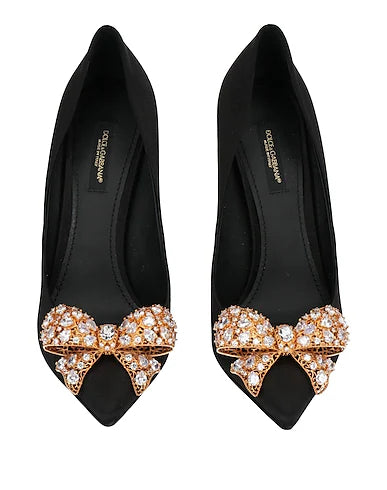 Silk & Leather High Heel Pumps Shoes
