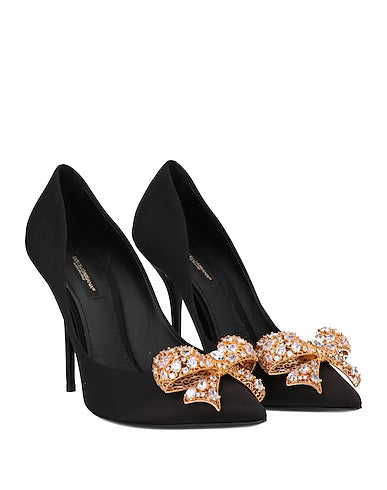Silk & Leather High Heel Pumps Shoes