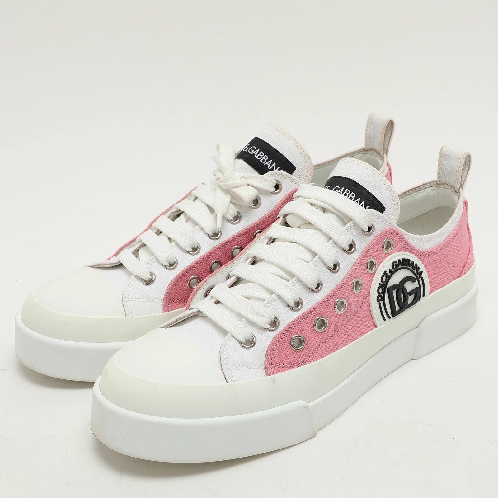 Pink/White Canvas Portofino Low Top Sneakers