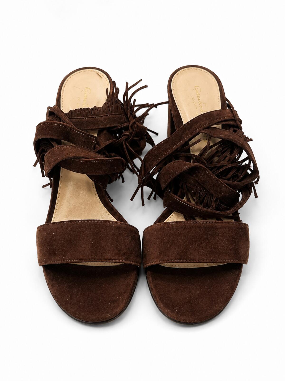 Gianvito Rossi Geri Fringe Suede Sandals Chocolate Brown EU 36 US 6 | NIB