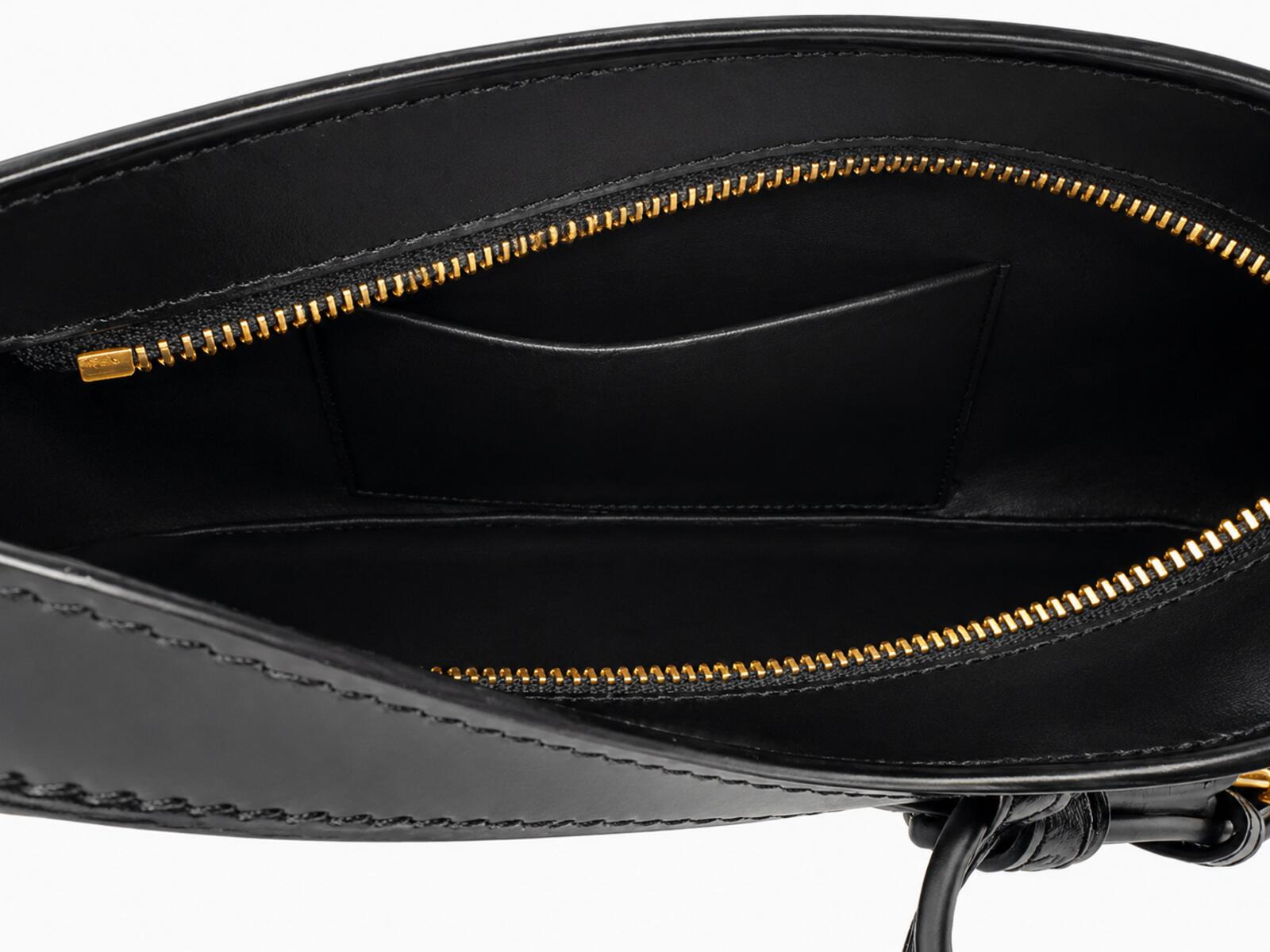 Celine Medium Tilly Shoulder Bag Black Shiny Calfskin Triomphe | New
