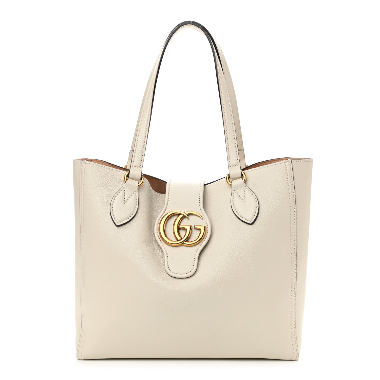 Gucci Small White Dahlia Double GG Leather Tote Bag - Vestir