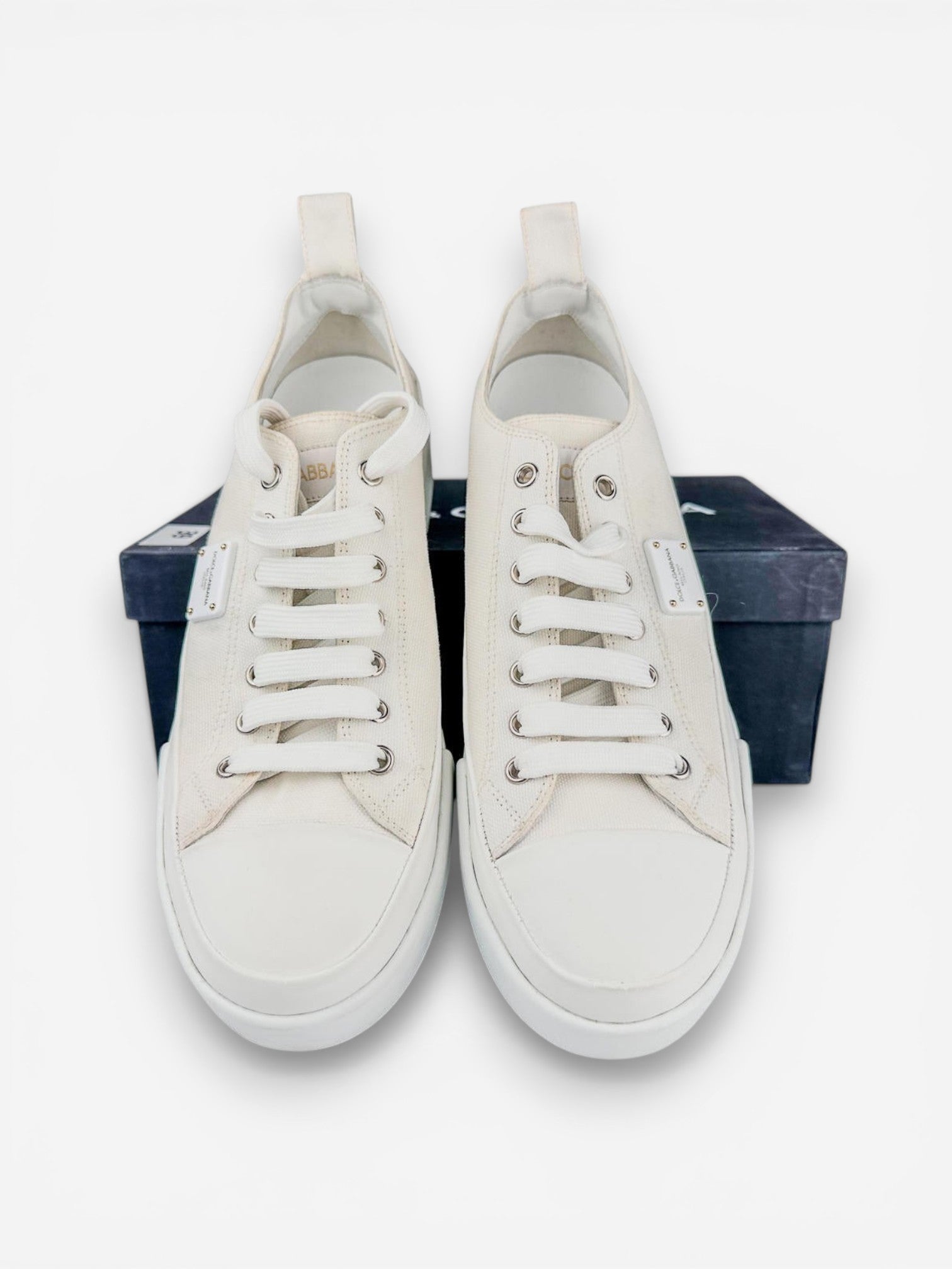 Dolce & Gabbana White Canvas Platform Low-Top Sneakers EU 40 / US 9 – New In Box