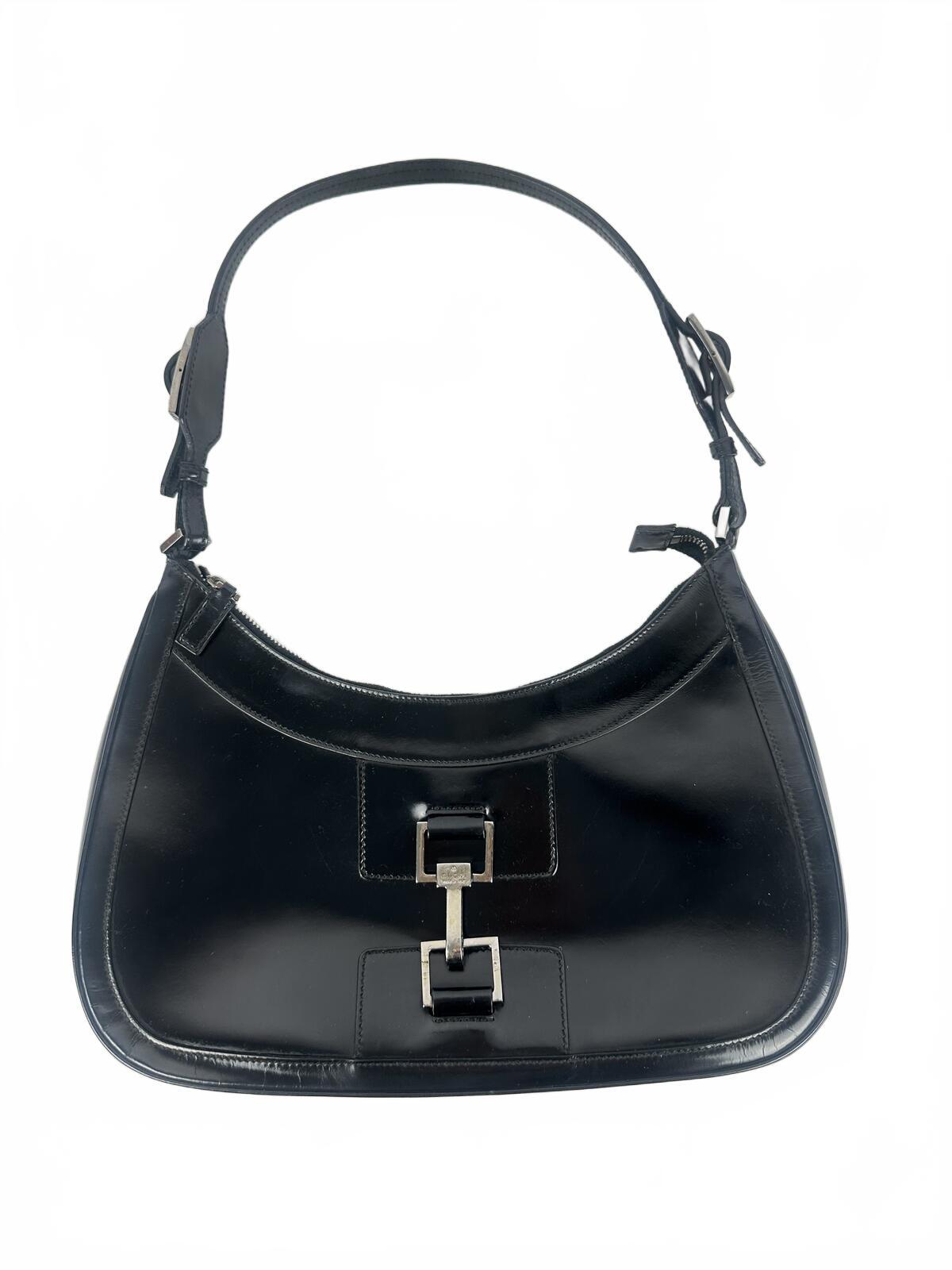 Gucci Tom Ford Era 1998 Black Patent Leather Hobo Shoulder Bag | Pre-Loved