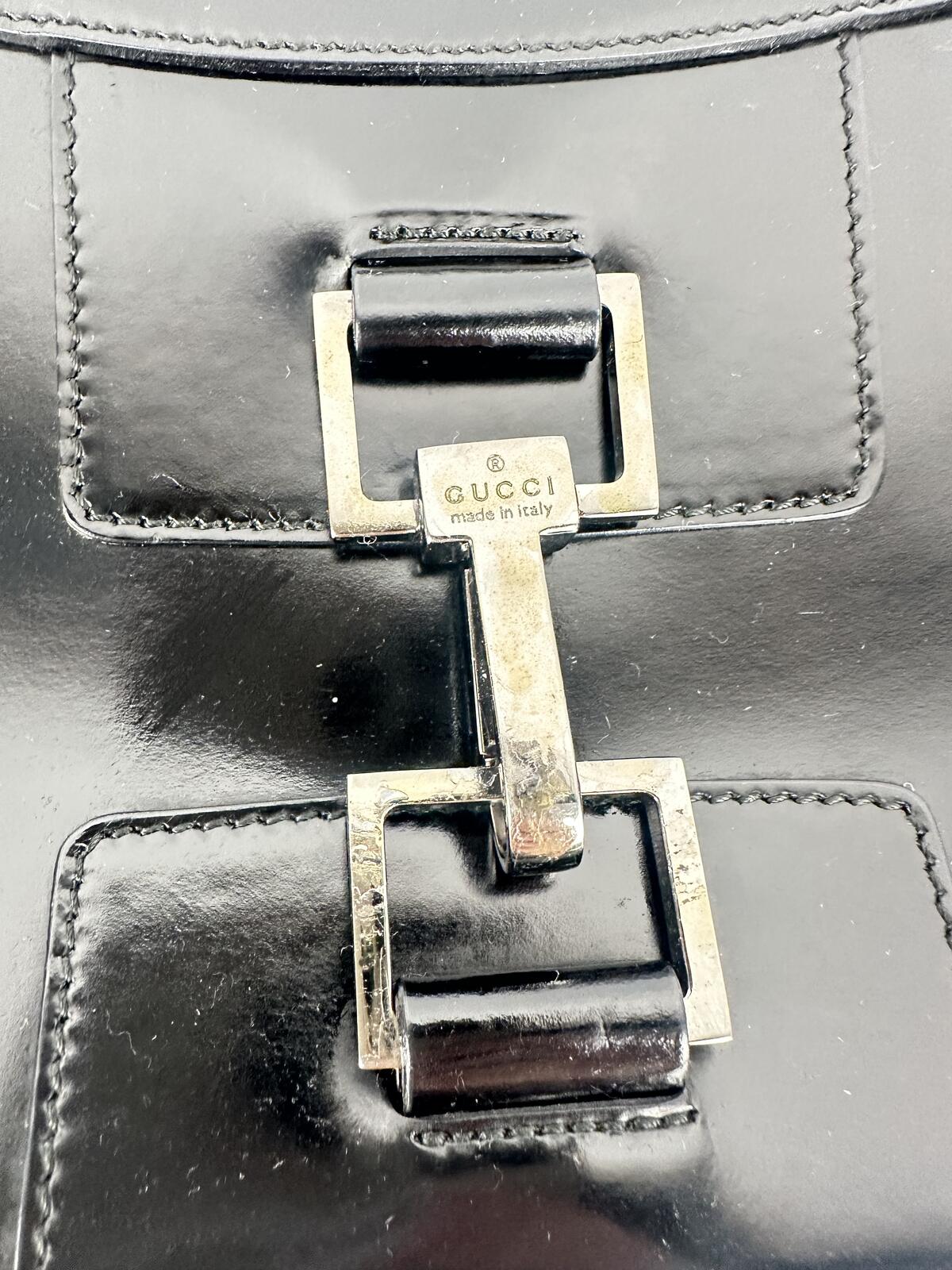 Gucci Tom Ford Era 1998 Black Patent Leather Hobo Shoulder Bag | Pre-Loved