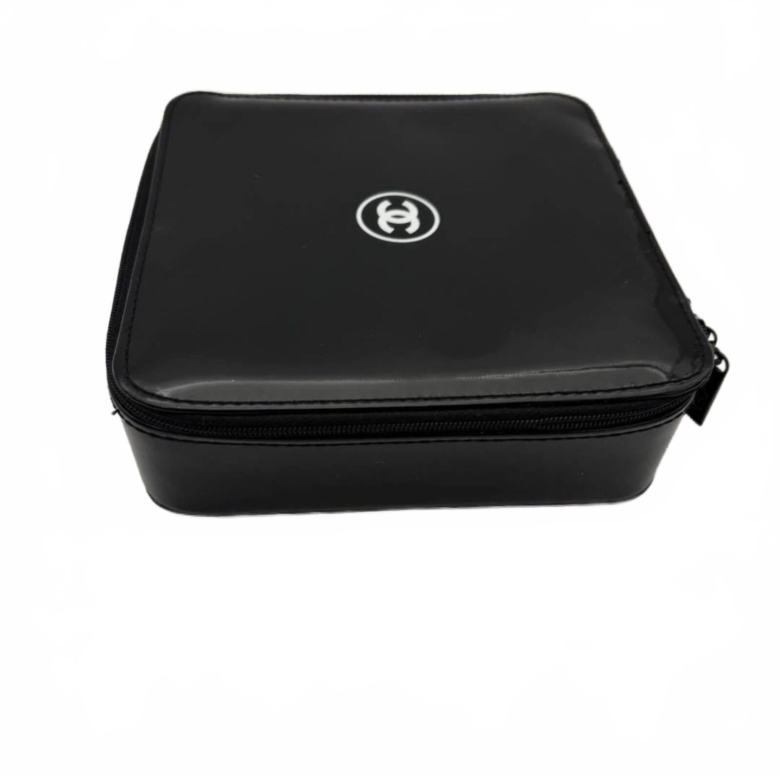 Chanel CC Logo Black Patent Cosmetic Case Vanity Pouch GWP | Pre-Loved