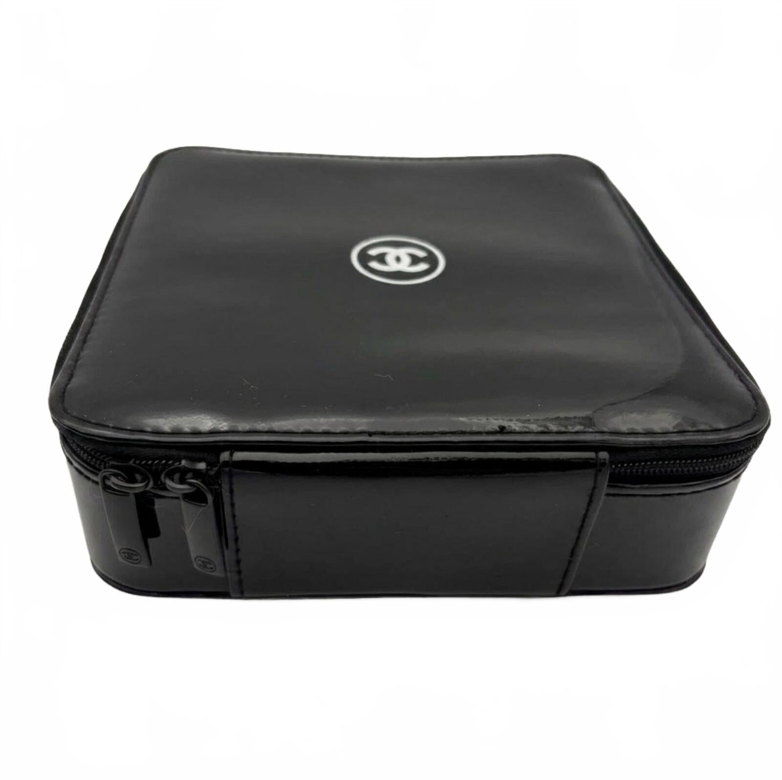 Chanel CC Logo Black Patent Cosmetic Case Vanity Pouch GWP | Pre-Loved
