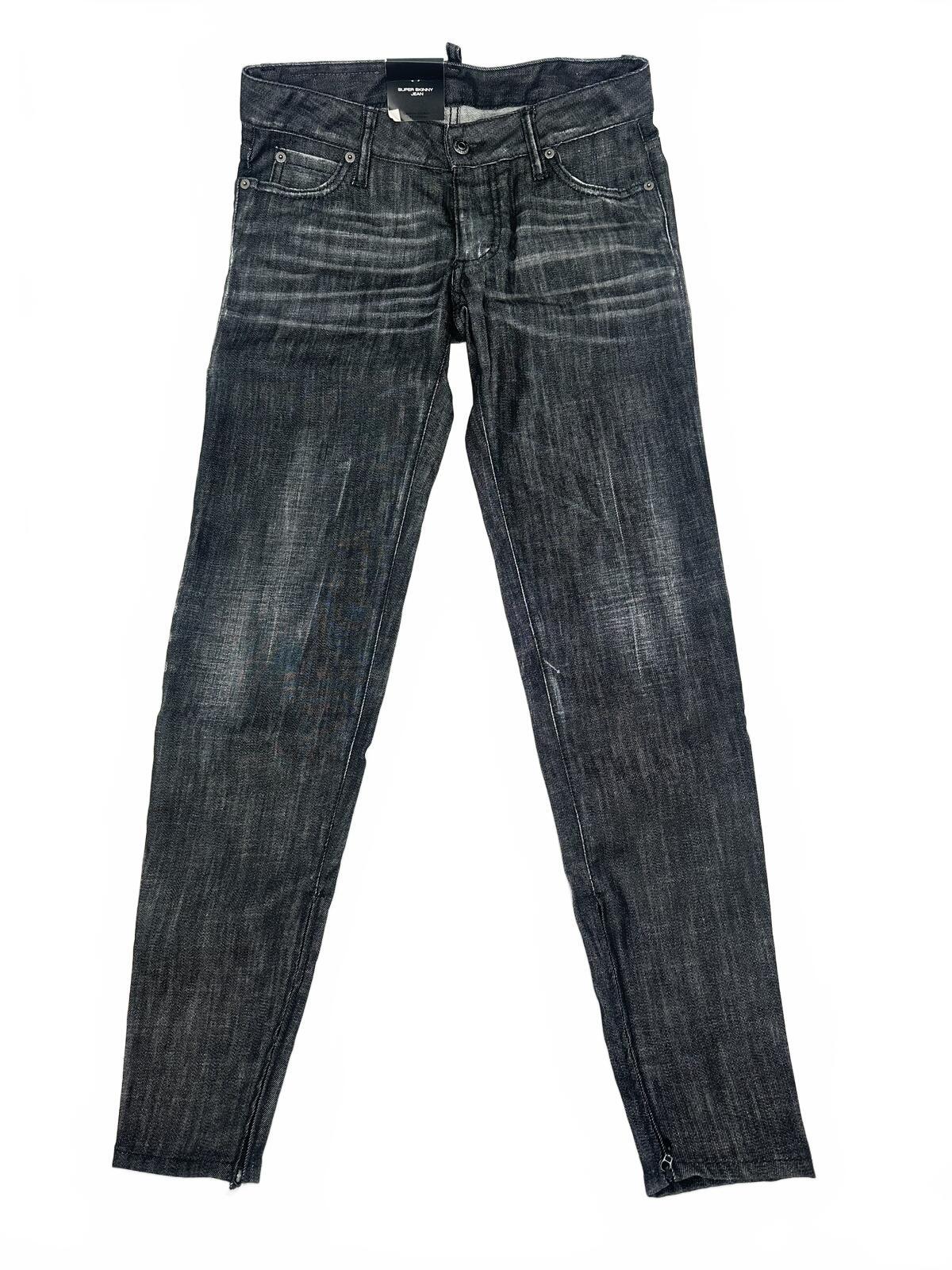 Dsquared2 Super Skinny Jean Grey Washed Ankle Zip Women IT 38 US 2 | NWT