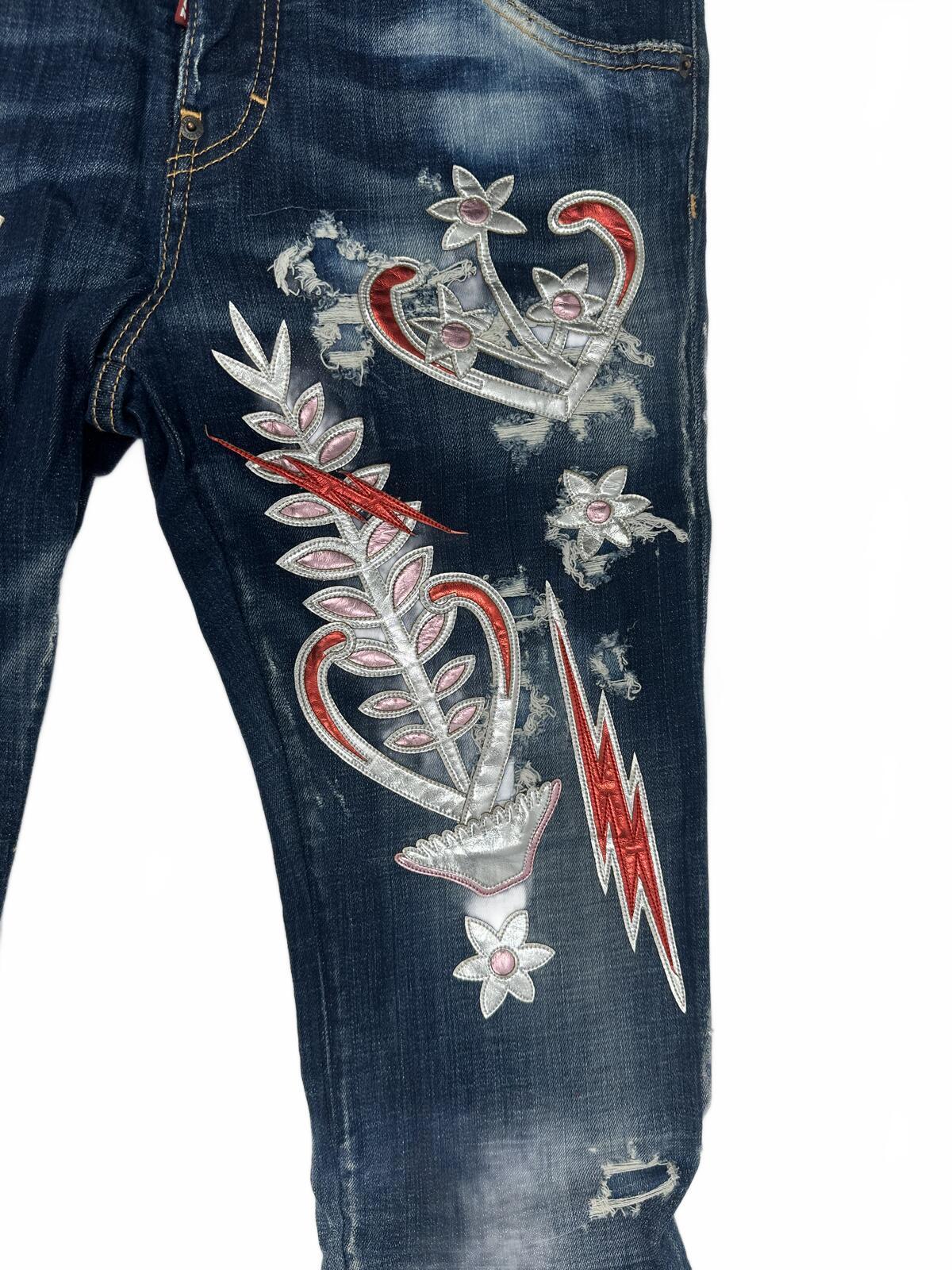 Dsquared2 Cool Girl Jean Embroidered Appliqué Distressed IT38 NWT S72LA0960