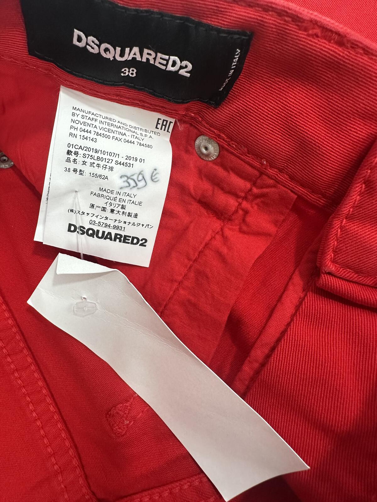 Dsquared2 Medium Waist Cropped Twiggy Women Jean Red IT38 NWT S75LB0127