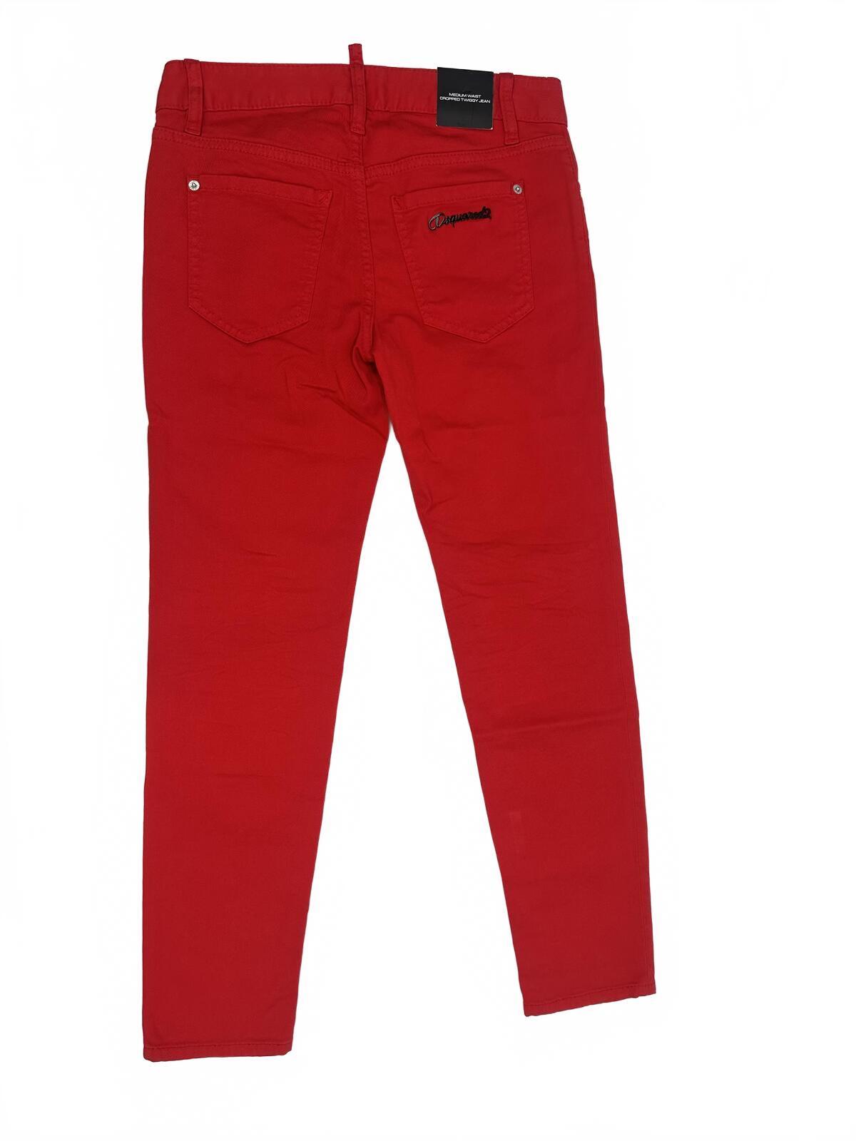 Dsquared2 Medium Waist Cropped Twiggy Women Jean Red IT38 NWT S75LB0127