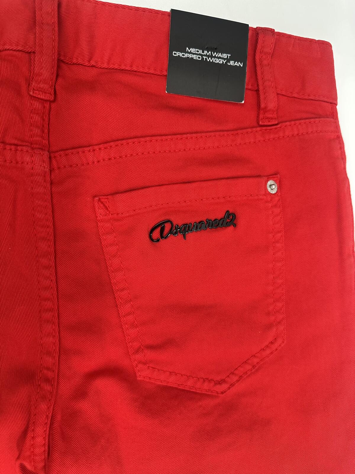 Dsquared2 Medium Waist Cropped Twiggy Women Jean Red IT38 NWT S75LB0127