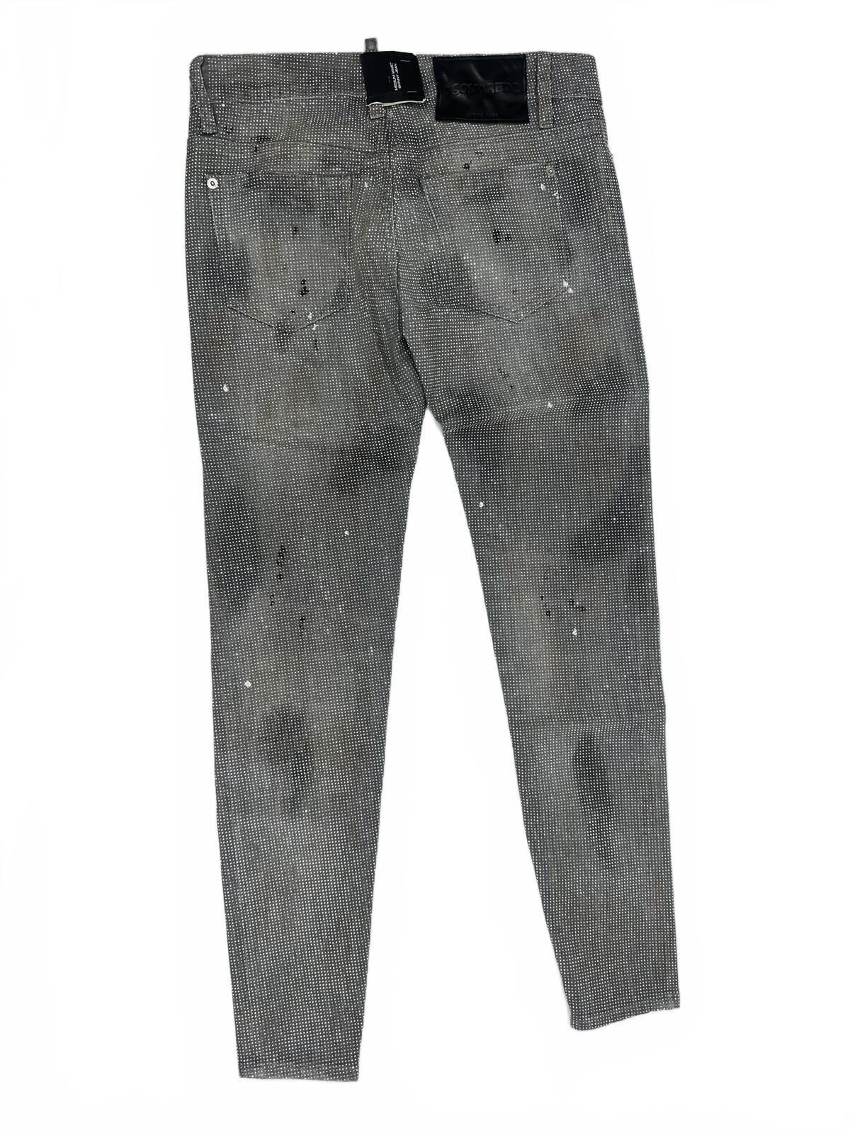 Dsquared2 Medium Waist Skinny Jean Crystal Embellished Grey IT38 NWT