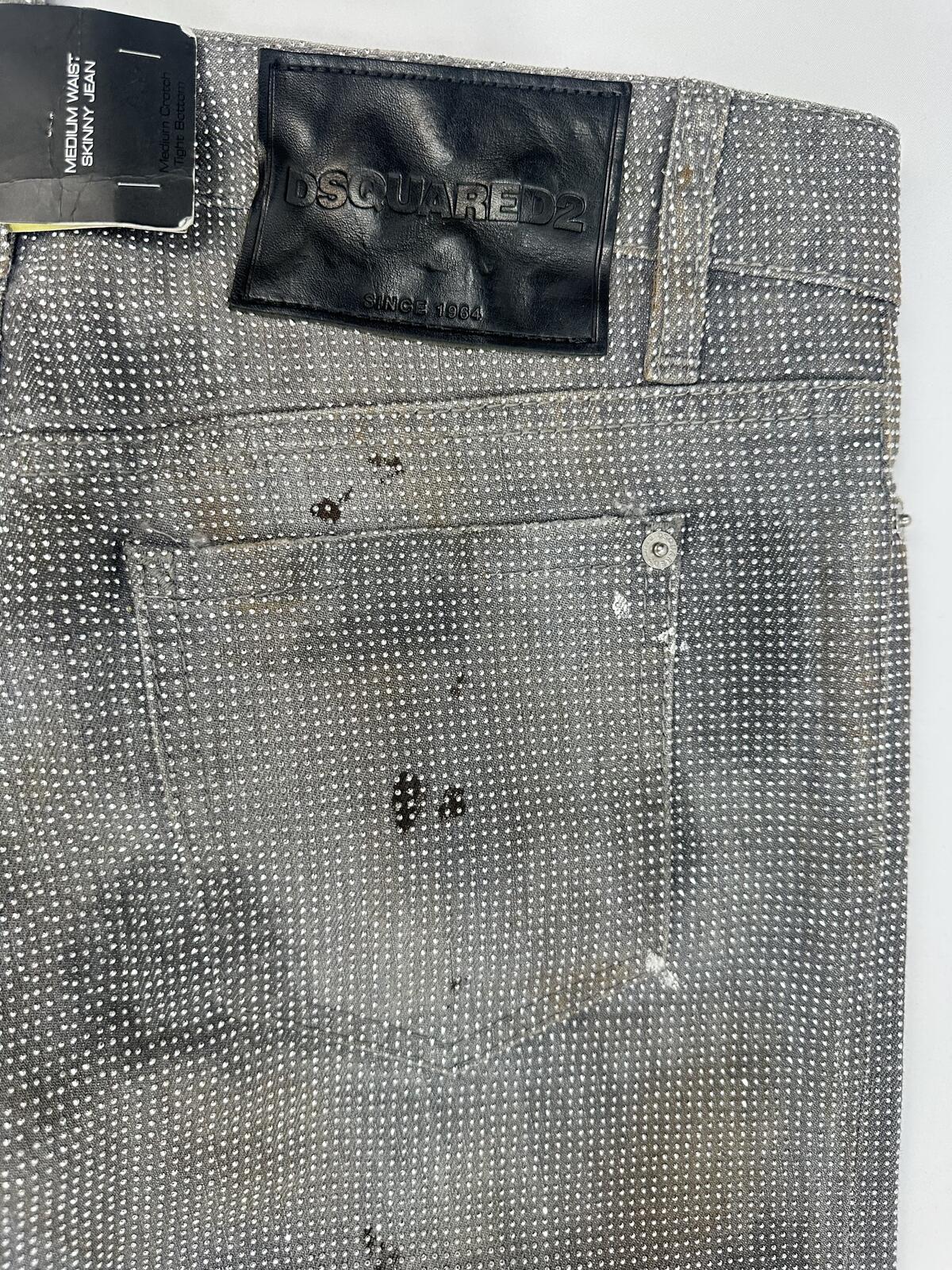 Dsquared2 Medium Waist Skinny Jean Crystal Embellished Grey IT38 NWT