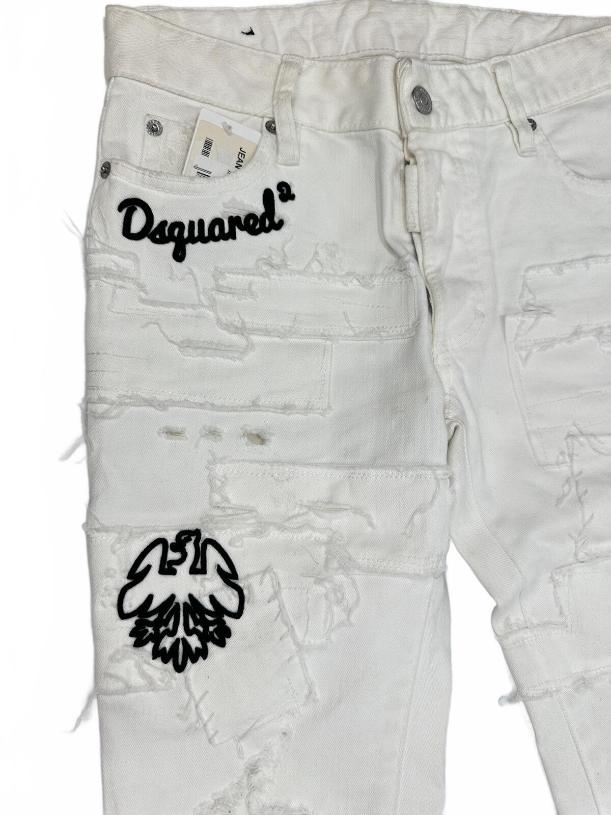 Dsquared2 Cool Girl White Distressed Keep The Faith Jeans IT 38 | NWT