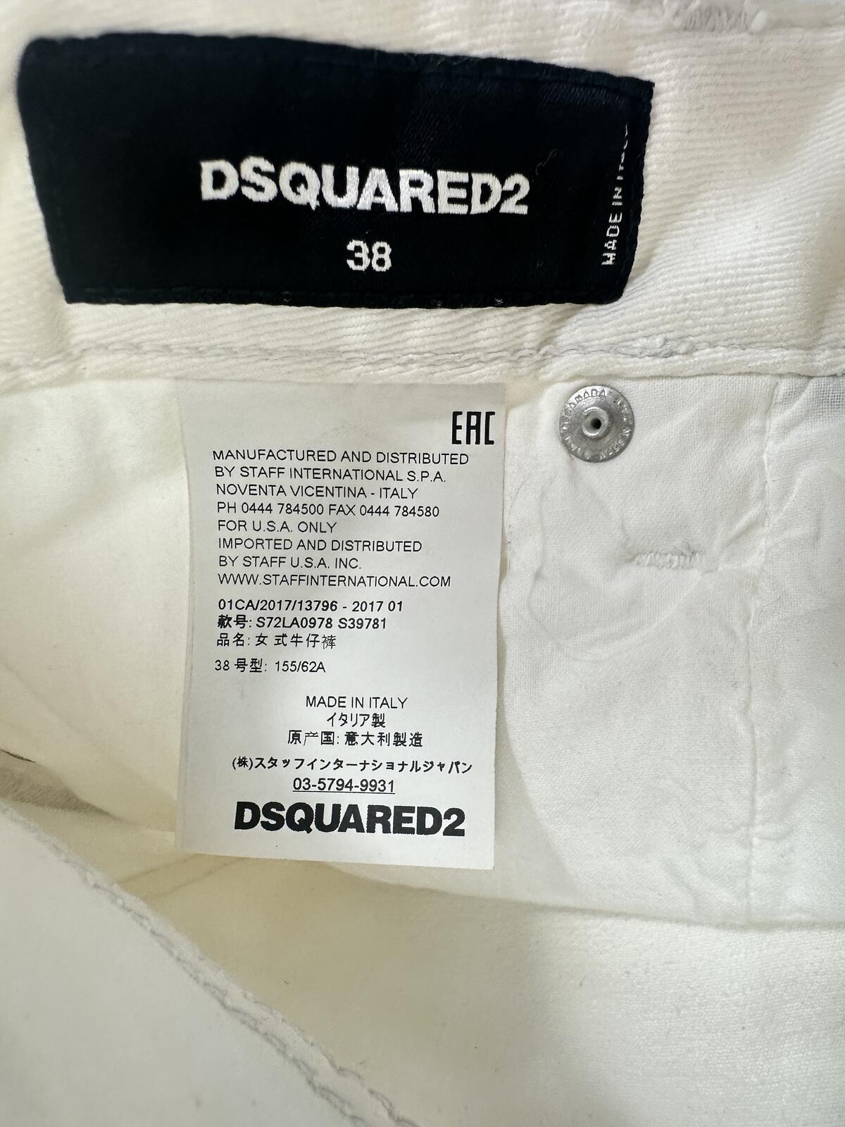 Dsquared2 Cool Girl White Distressed Keep The Faith Jeans IT 38 | NWT