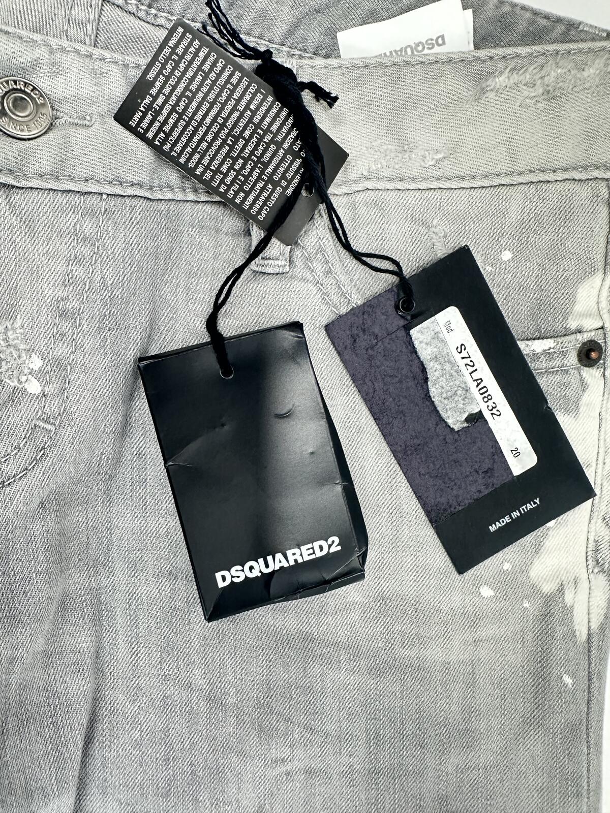 Dsquared2 Hawaiian Grunge Men’s Skinny Jean Grey Paint Splatter IT 42 | NWT