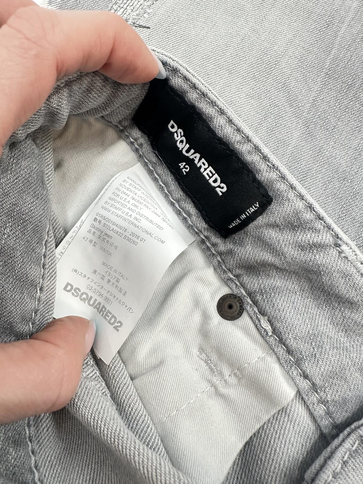 Dsquared2 Hawaiian Grunge Men’s Skinny Jean Grey Paint Splatter IT 42 | NWT