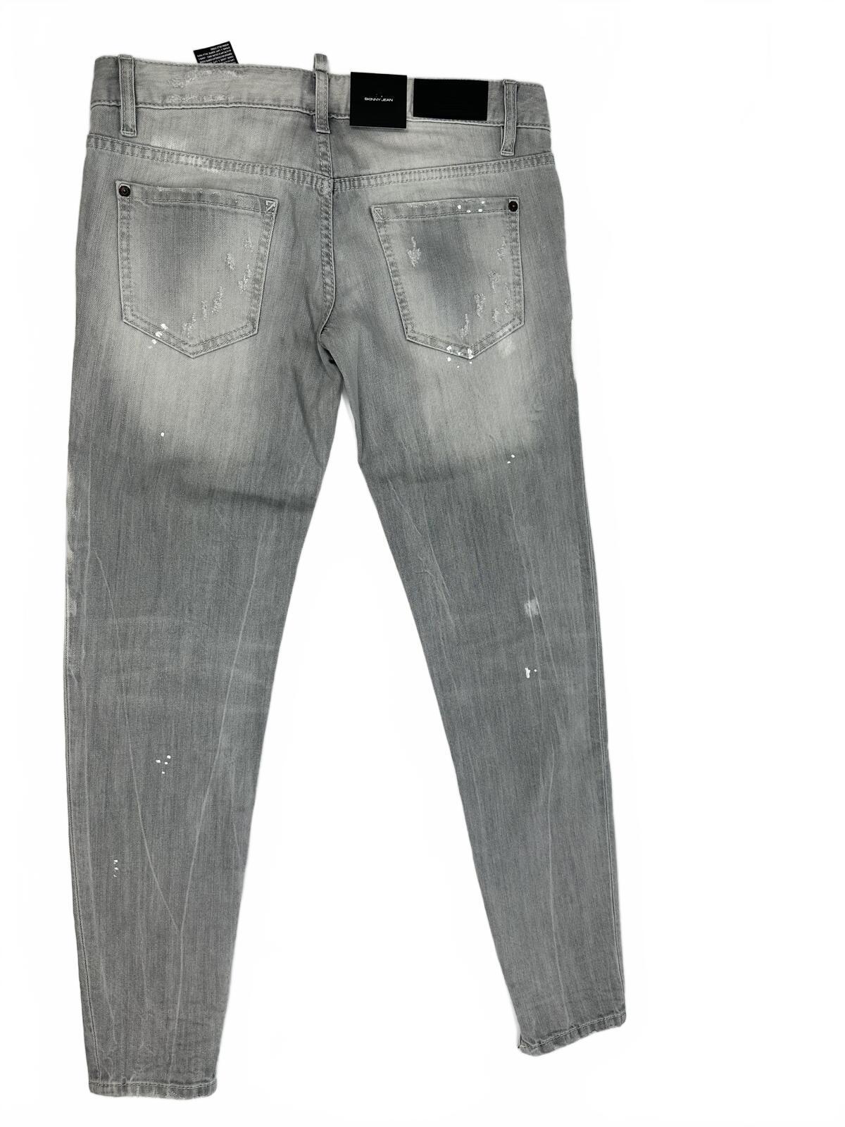 Dsquared2 Hawaiian Grunge Men’s Skinny Jean Grey Paint Splatter IT 42 | NWT
