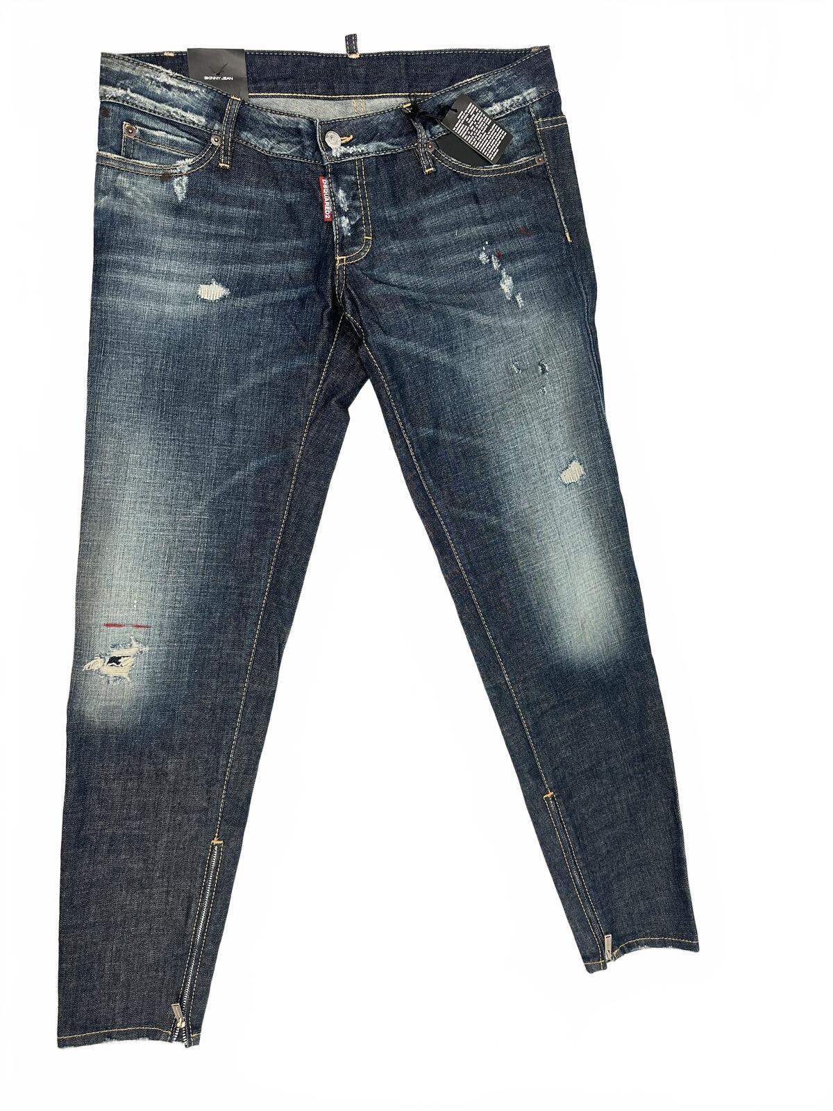 Dsquared2 Skinny Jean Dark Wash Distressed Ankle Zip Men IT 44 | NWT