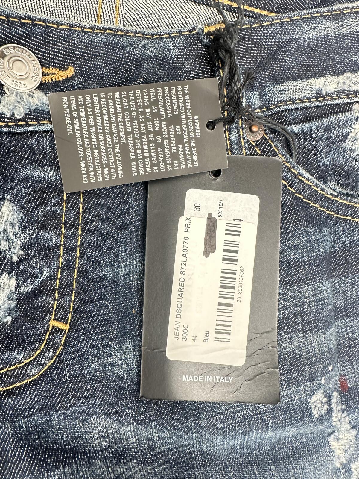 Dsquared2 Skinny Jean Dark Wash Distressed Ankle Zip Men IT 44 | NWT