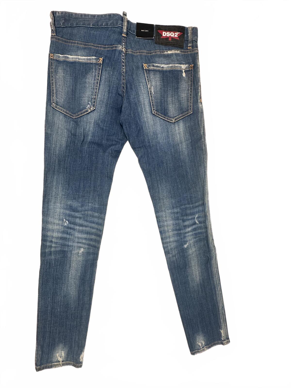 Dsquared2 Slim Jean Distressed Ruffle Fly Denim IT 48 W33 | NWT