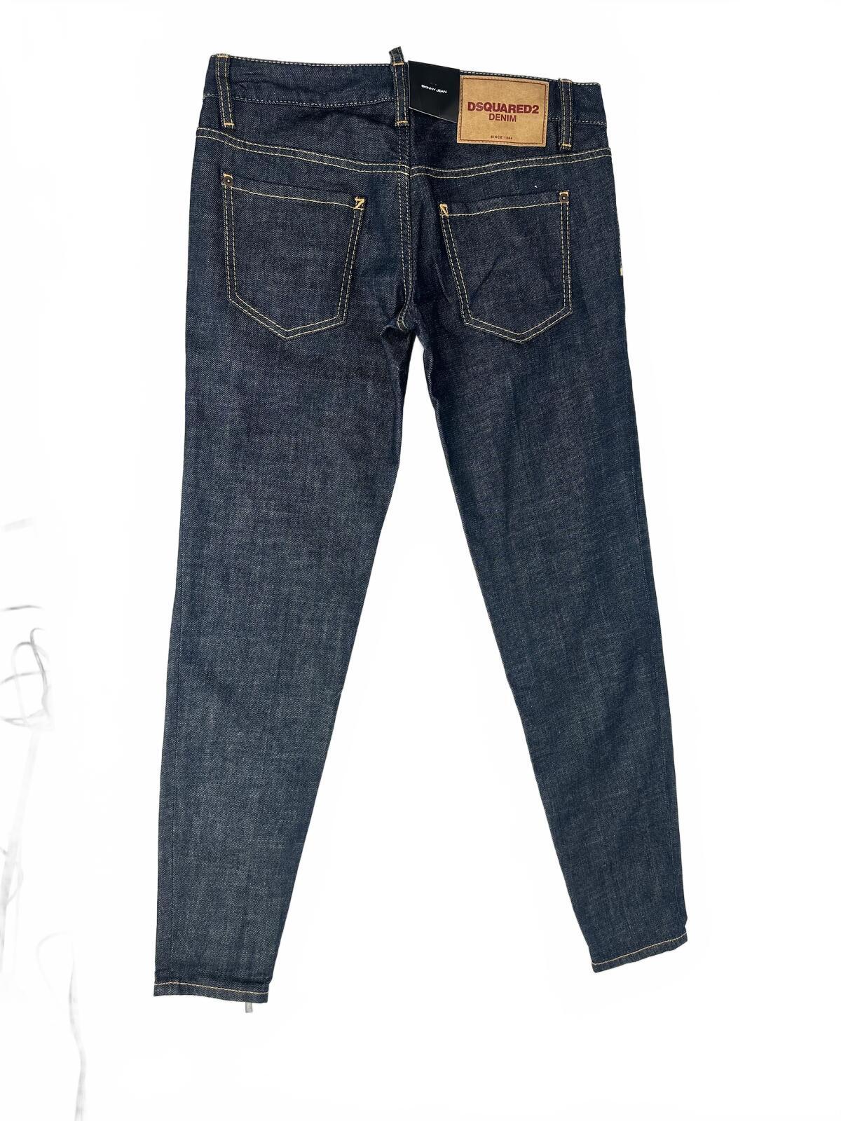 Dsquared2 Skinny Jean Dark Indigo Ankle Zip Short Crotch IT 40 US 4 | NWT