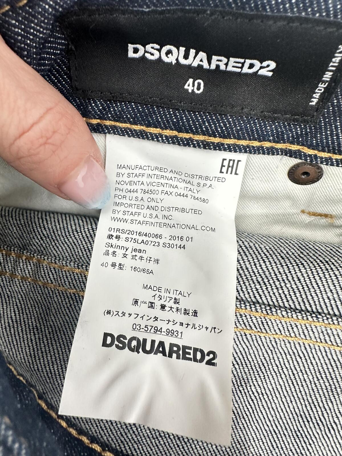Dsquared2 Skinny Jean Dark Indigo Ankle Zip Short Crotch IT 40 US 4 | NWT